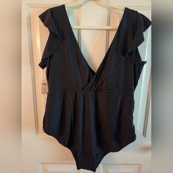 NWT Anthropologie V-Neck One-Piece Ruffle Sleeve Swimsuit 2X - Picture 6 of 7
